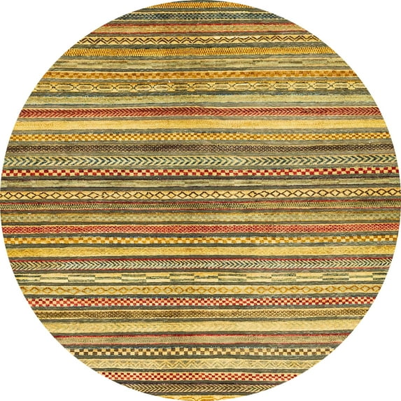 Ahgly Company Machine Washable Indoor Round Abstract Bee Yellow Area Rugs, 8' Round