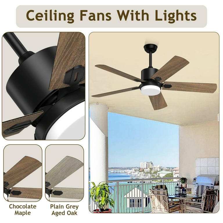 XAUJIX 52'' Modern Ceiling Fan with Light, Remote Control, 6-Speed