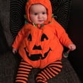 thumbnail image 4 of Baby Boys Girls Newborn Halloween Pumpkin Costume Sleeveless Hoodie Party Fancy Outfits Clothes, 4 of 9