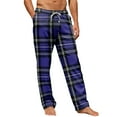 thumbnail image 4 of Zimjoy Purple Pj Pants for Men Lightweight Elastic Waist Comfy Fleece Pajama Pants Soft Loose Warm Plaid Pajama Pant Drawstring Casual Sleep Pant with Pockets, Dark Purple S, 4 of 6