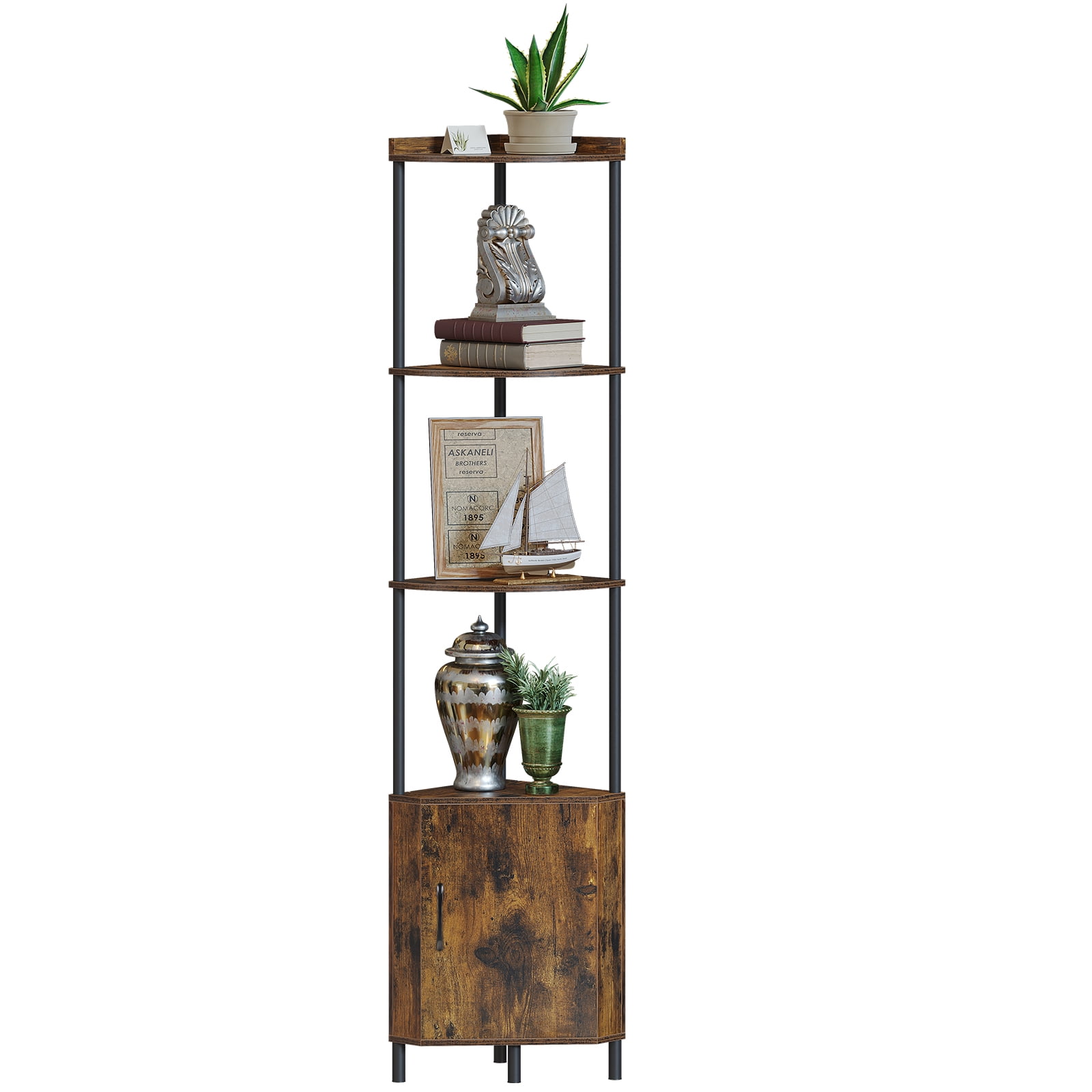 SUNMORY Corner Cabinet, 5 Tier 65.4" Corner Shelf for Living Room, Display Shelf Wall Corner Bookshelf, Tall Stand for Bedroom, Kitchen, Small Space