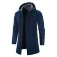 thumbnail image 4 of Men Solid Color Hooded Jacket Windbreaker Mid-length Casual Coat, 4 of 9