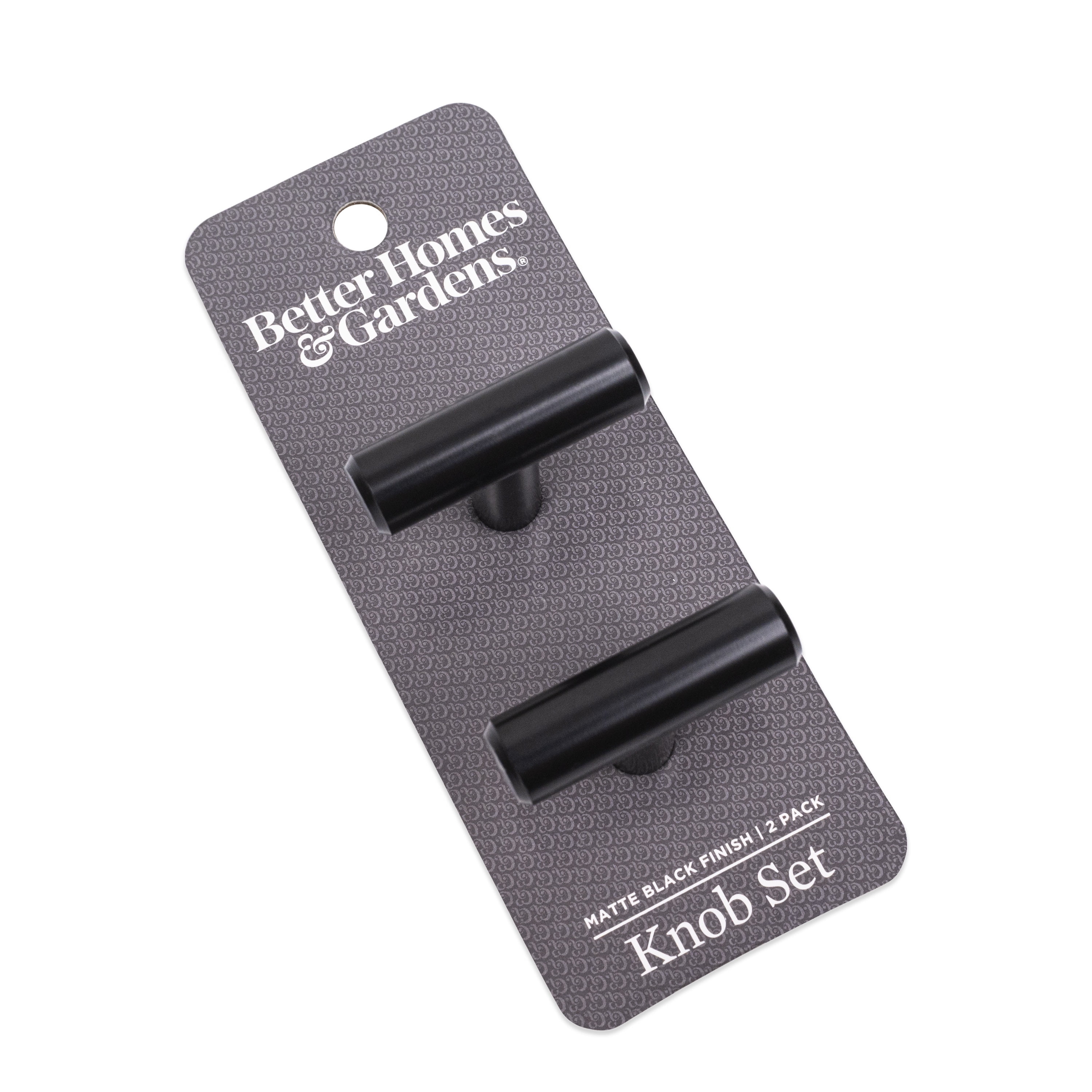 (2 pack) Better Homes & Gardens 1-9/16" (40mm) (3.5oz) Bar Knob, Matte Black, 2 Pack