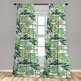 thumbnail image 2 of Floral Design Window Curtains, Minimalist Delicate Flowers Sketch with Abstract Geometric Art, Lightweight Decor 2-Panel Set with Rod Pocket, Pair of - 28"x63", Pistachio Green Sea Green, by Ambesonne, 2 of 3