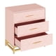 thumbnail image 1 of ChaoLink Cómoda con 3 cajones para dormitorio, cómoda moderna de madera con almacenamiento, cajones anchos, mesa de noche alta con manijas de metal, cómoda de madera, color rosa, 1 of 7