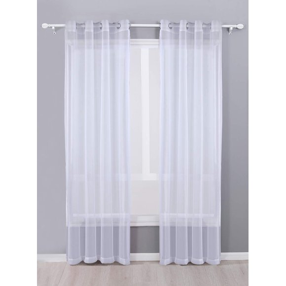 Decotex Panneau de Rideau de Fenêtre en Voile Transparent à Oeillets, 2 Pcs (54 Pouces X 108 Pouces, Blanc)