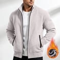 thumbnail image 2 of MaFYtyTPR Men's Zippered Sweater Jacket Stand Collar Long Sleeve Knit Cardigan with Pockets Casual Fall Winter Warm Outerwear A-Beige L, 2 of 6