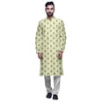 thumbnail image 1 of Atasi Printed Mens Kurta & White Churidar Pyjama Set Mandarin Neck Ethnic Wear, 1 of 1