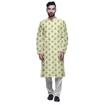 Atasi Modal Satin Printed Mens Kurta With Churidar Pajama Set Summer Clothing