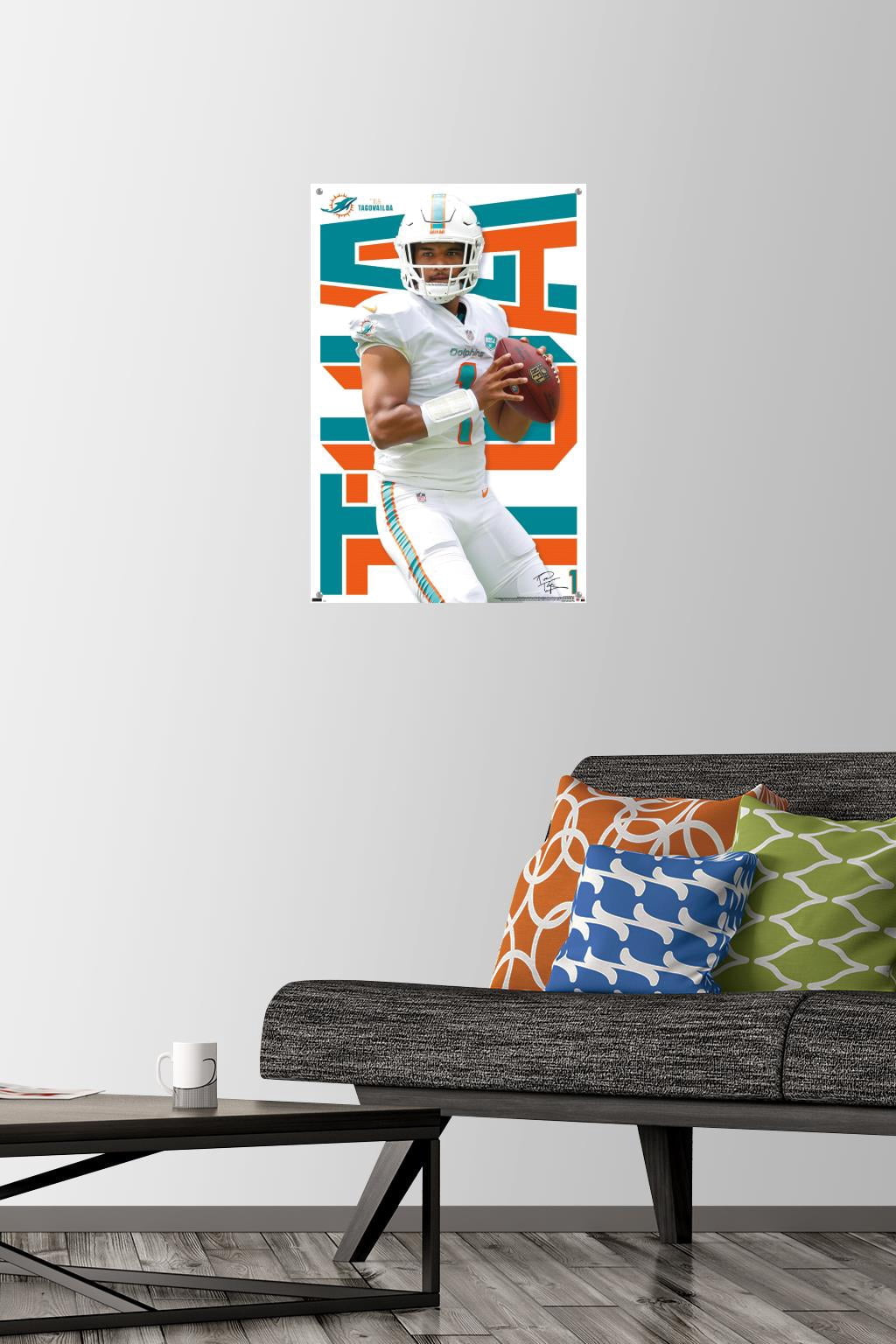 NFL Miami Dolphins - Tua Tagovailoa 20 Wall Poster with Push Pins, 14.725" x 22.375"