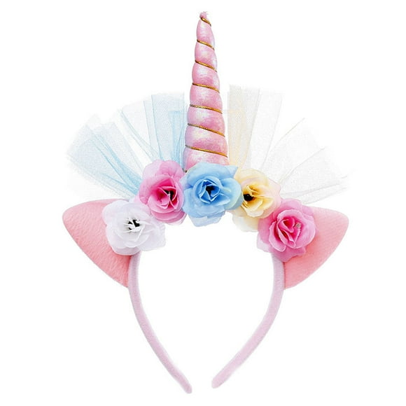 1Pc Unicorn Headband Mesh Flower Hairbands for Girls
