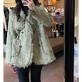 thumbnail image 2 of Vintage Tweed Jackets Women Korean Tassel Patchwork Thick Warm Coats Elegant Loose Casual All Match Chic Outerwear Tops, 2 of 6