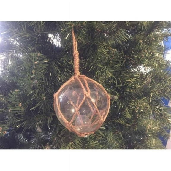 Handcrafted Model Ships Clear-Glass-4-Old-X 4 in. Clear Japanese Glass Ball Fishing Decoration Christmas Ornament