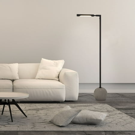 Dinodas Industrial Floor Lamp in Concrete and Blackened Bronze with Adjustable Mobile