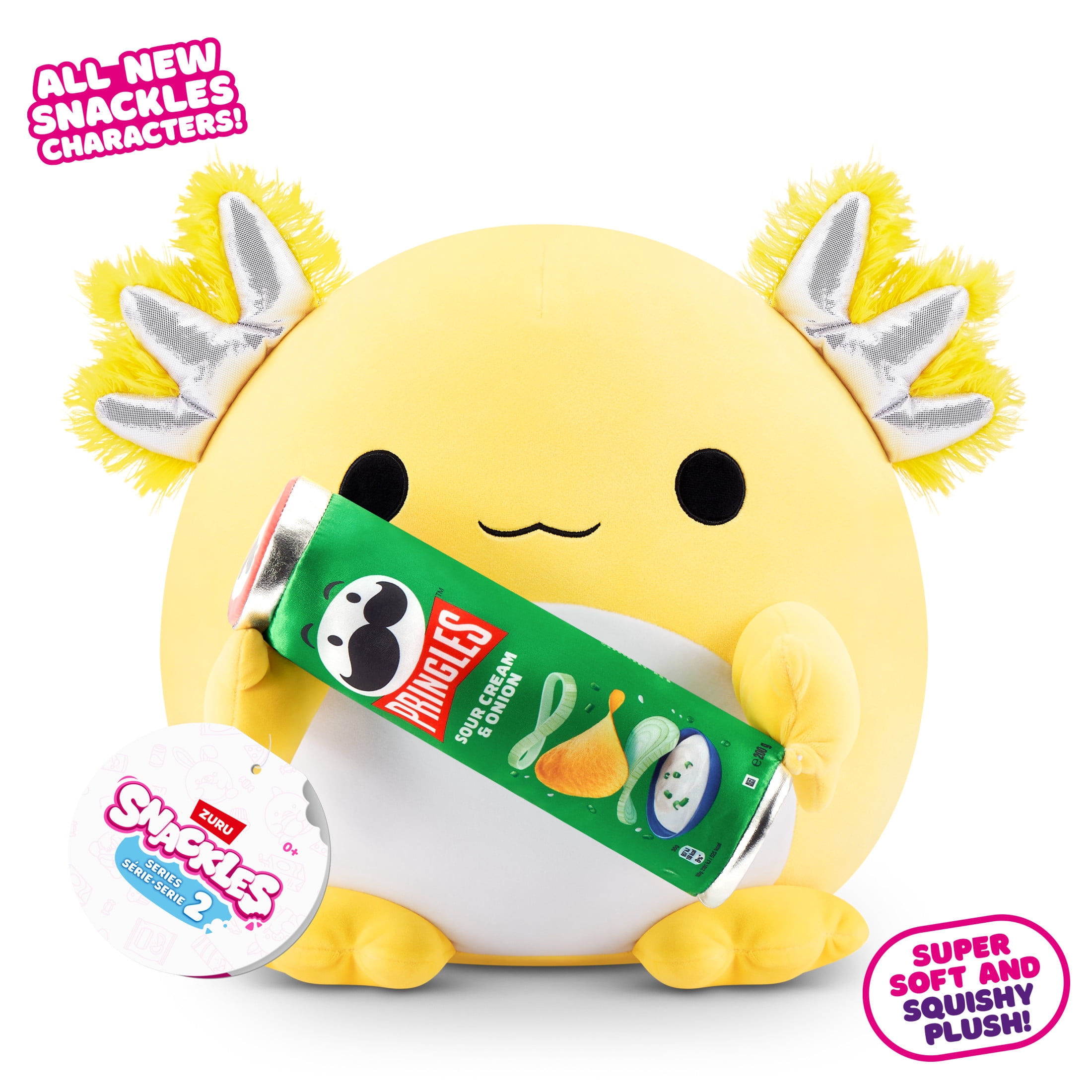 SNACKLES, Plush Toy, 8 inch Snackle Leon the Axolotl, Soft