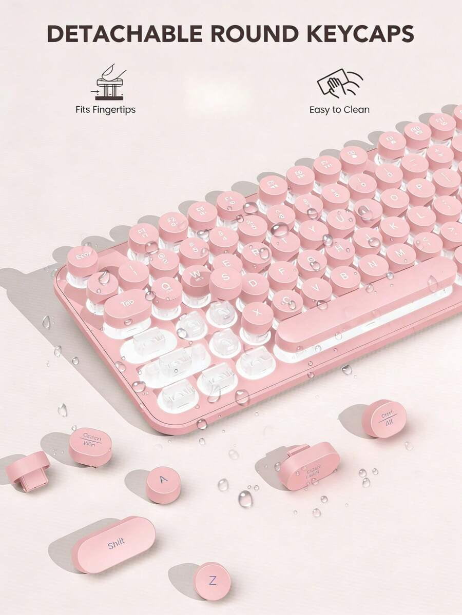 Aesthetic Pink LED Backlit Keyboard Mouse Combo, Ergonomic Tilt Angle ...