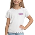 thumbnail image 3 of akafmk Girls Short Sleeve T-Shirts Basic Tees Ice Silk Bow Patch Soft Breathable Casual Cute Summer Tops, 1-10Y, 3 of 7