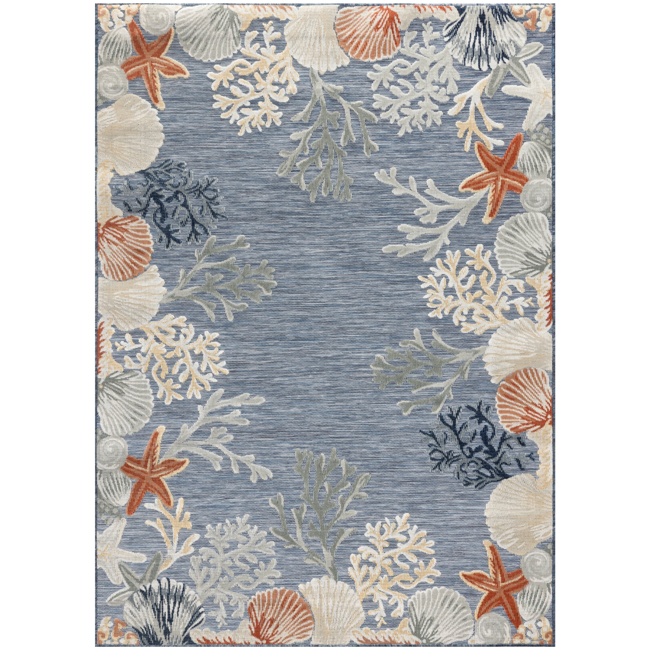 Nourison Suncoast 4' x 6' Denim Multicolor Coastal, Nautical & Beach Rug