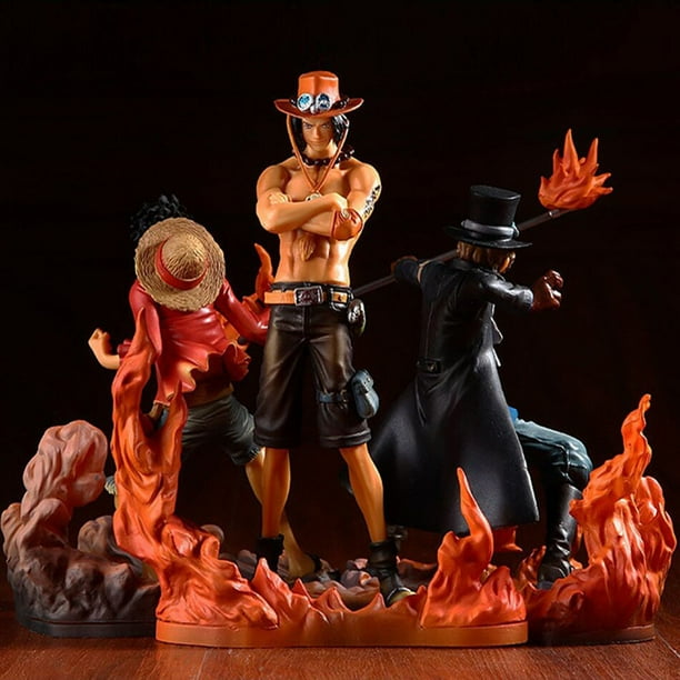 3PCS One Piece Anime Figure Monkey D Luffy Ace Sabo Three Brothers