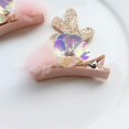thumbnail image 2 of Pinzas para el pelo de asta de reno, pasadores para el pelo con lentejuelas y flores, pompón, pasadores para fiesta navideña, accesorios para el cabello (4 unidades, rosa), 2 of 5
