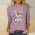 thumbnail image 3 of Raeneomay 3/4 Length Sleeve Womens Tops Women Fashion Easter Printed T-Shirt Blouse Round Neck Casual Tops, 3 of 6