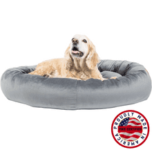 USA Made Robertson Round Dog Bed - Luxurious Plush Pet Bed - Pike s Brand - Pet bed for Big and Little Dogs (Grey)