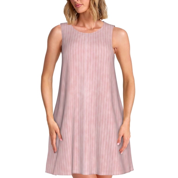 Balery Stripes Vestidos de verano para mujer con estampado: vestido holgado sin mangas, vestido playero informal y cómodo para días calurosos.