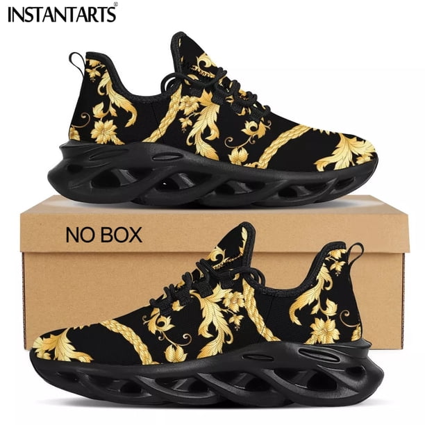 Zapatos de plataforma de lujo con estampado floral dorado para mujer, zapatillas planas de malla tejida para viaje, gran oferta