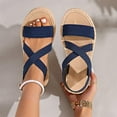 thumbnail image 3 of Viluyesy Sandals for Womens, Breathable Comfort Wide Width Open Toe Beach Flat Casual Shoes Dark Blue, 3 of 3