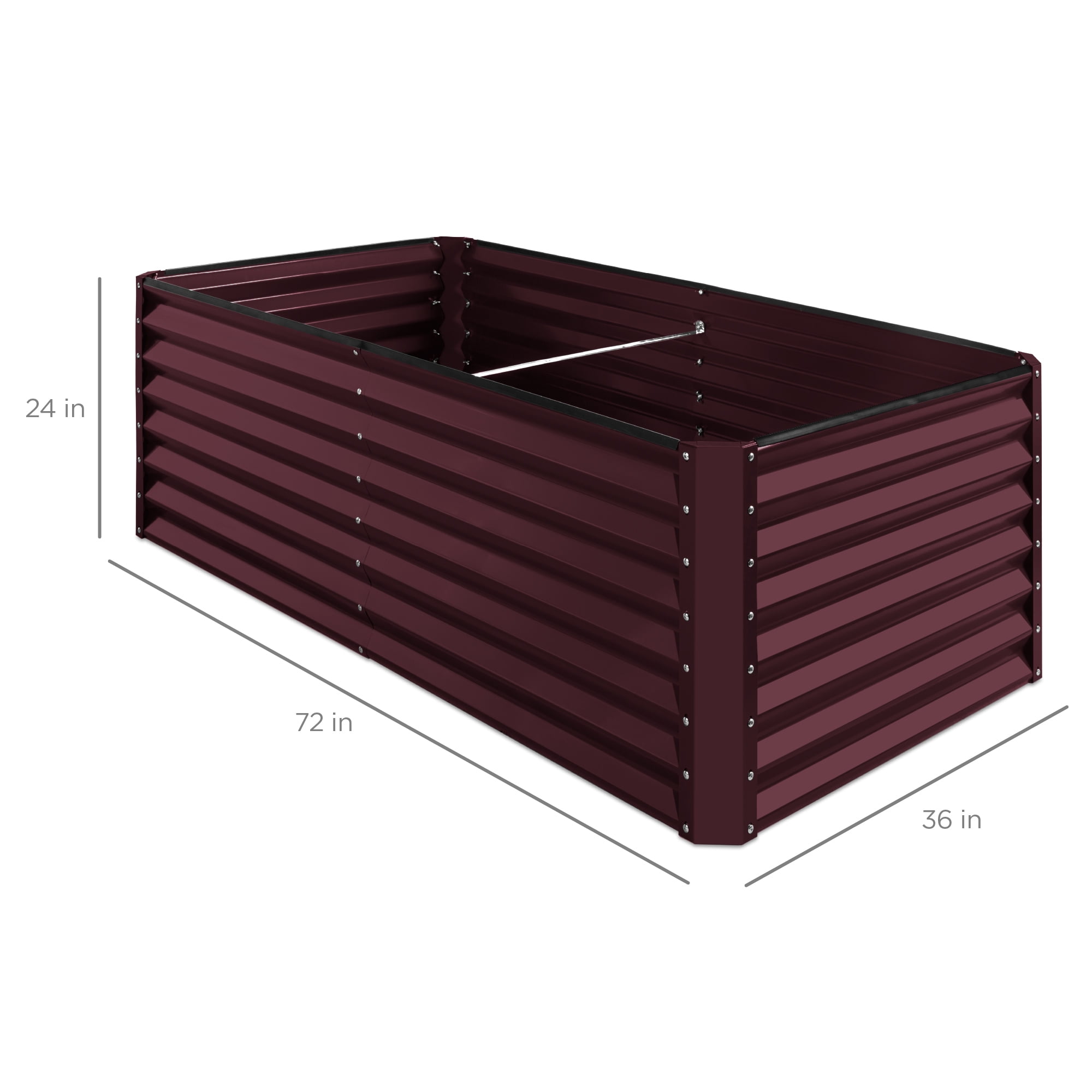 Best Choice Products 6x3x2ft Outdoor Metal Raised Garden Bed for Vegetables Flowers Herbs - Burgundy