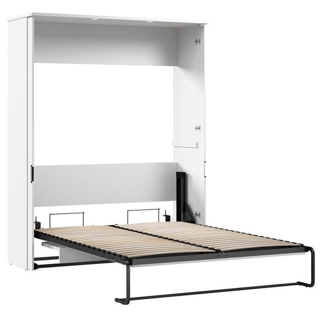 Pemberly Row Lit Escamotable Grand 68 Po avec Bureau Rabattable, Blanc