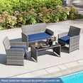 thumbnail image 4 of Gymax 4 Piece Patio Furniture Set Outdoor Wicker Conversation Set w/ Tempered Glass Coffee Table Navy, 4 of 10