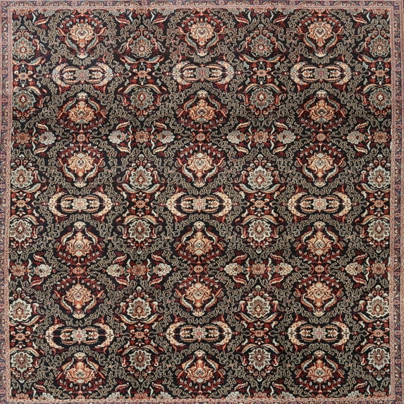 Ahgly Company Machine Washable Indoor Square Traditional Night Red Area Rugs, 9' Square
