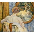 thumbnail image 2 of Theo Van Rysselberghe 4x14 White Modern Wood Framed Wall Art Titled - Woman In a Mirror, 2 of 5