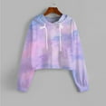 thumbnail image 2 of Tunic Tops for Leggings Fall Winter Cropped Hooded Long Sleeve Blouson One Shoulder Drawstring Tie Dye Printed Hoodie Hoodies Women's Drawstring Camouflage Print Pullover Sweatshirt Top, 2 of 5
