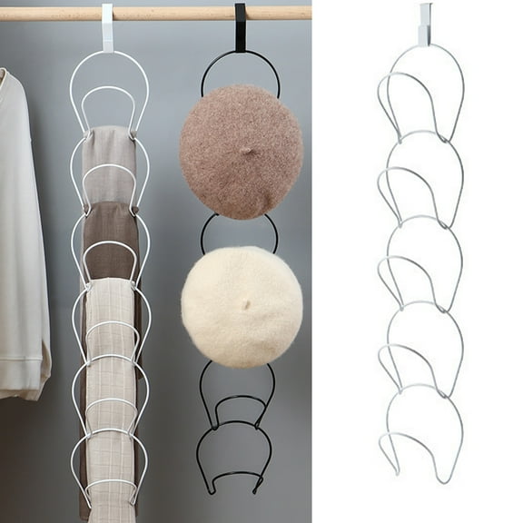 Walbest 5 Rings Hat Rack 1Pc Hook for Hat Organizer, Baseball Caps Rack Holder Hanger Storage Wall Mounted Door Hanging Towel Scarfs Rack for Door, Wall, Closet, Bathroom