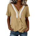 thumbnail image 3 of Msgweeeg Women's Short Sleeve Tops Summer Womens Blouse V Neck Lace Regular Fit Trendy Beach Women Tshirts, 3 of 7