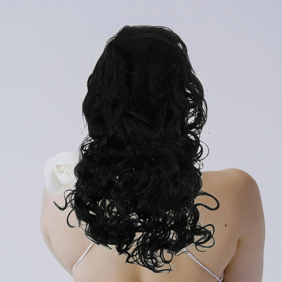 Minkissy Short Wigs for Party Black Synthetic Wig High Temperature Fiber 1Pcs Glamorous Wavy Hair Replacement for Women