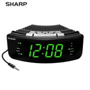 SHARP AM/FM Radio Digital Alarm Clock Wake to Music Dual Alarm Large 1.2 Green LED Display