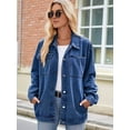 thumbnail image 2 of Womens Jean Jackets Long Sleeve Fashion Button Down Denim Jacket with Pockets Dark Blue M, 2 of 7