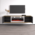 thumbnail image 5 of Goldie WH-EF Floating Fireplace TV Stand for TVs up to 75", Modern High Gloss 65" Entertainment Center, Wall Mounted Electric Fireplace TV Media Console with Storage Cabinets, 5 of 8
