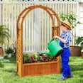 thumbnail image 4 of Costway 1 PCS Raised Garden Bed Wooden Elevated Planter Box with Lattice Trellis & Ached Roof, 4 of 10