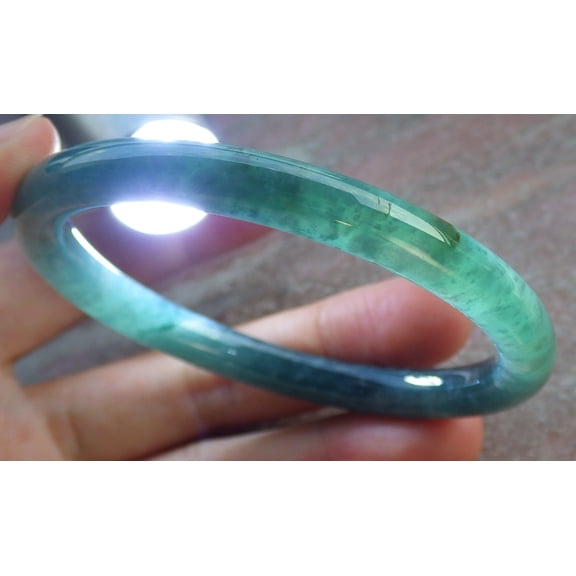 Icy Green Natural A JADE Jadeite Circle Bangle Bracelet 55 mm 680609 TN