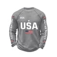 thumbnail image 3 of BUWTTED Shirts for Men Long Sleeve Crew Neck USA Letter Print Graphic Knit Tees Independence Day Casual Gray Shirt XXXXL, 3 of 3