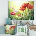 thumbnail image 2 of Designart 'Blossoming Red and Purple Poppies In The Morning I' Traditional Framed Canvas Wall Art Print, 2 of 5