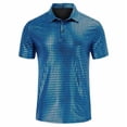 thumbnail image 2 of Miluxas Men's Shiny Sequins Shirt Lapel Short Sleeve Polo Shirt Button Down Nightclub Costume Outdoor Disco Party Top Outfit Blue, 2 of 5