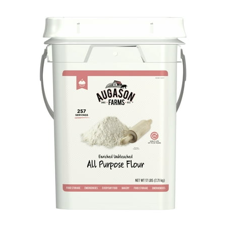 Augason Farms Enriched Unbleached All Purpose Flour Emergency Bulk Food Storage 17 Pound 4-Gallon Pail 257 (Best Way To Store Flour)