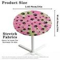 thumbnail image 6 of SEANATIVE 2 Pieces 24 Inch Round Fitted Table Covers Washable Cocktail Tablecloths Stain-resistant Highboy Table Topper Cap with Elastic Edged for Parties Weddings, Cute Paw Green Pink, 6 of 7