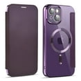 thumbnail image 1 of Feishell Flip Case for iPhone 14 with Camera Lens Protect Film,Magnetic Closure PU Leather Folio Case with RFID Blocking Card Slots Luxury Plating Transparent Phone Cover,Purple, 1 of 13