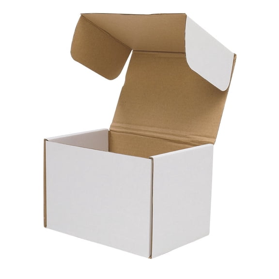 IVV 50pcs Rectangle Corrugated Paper Boxes 6"x4"x4" Package Boxes, White Outside and Yellow Inside